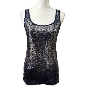 Old Navy Navy Blue Sequin-Front Sleeveless Tank Top Womens Size L